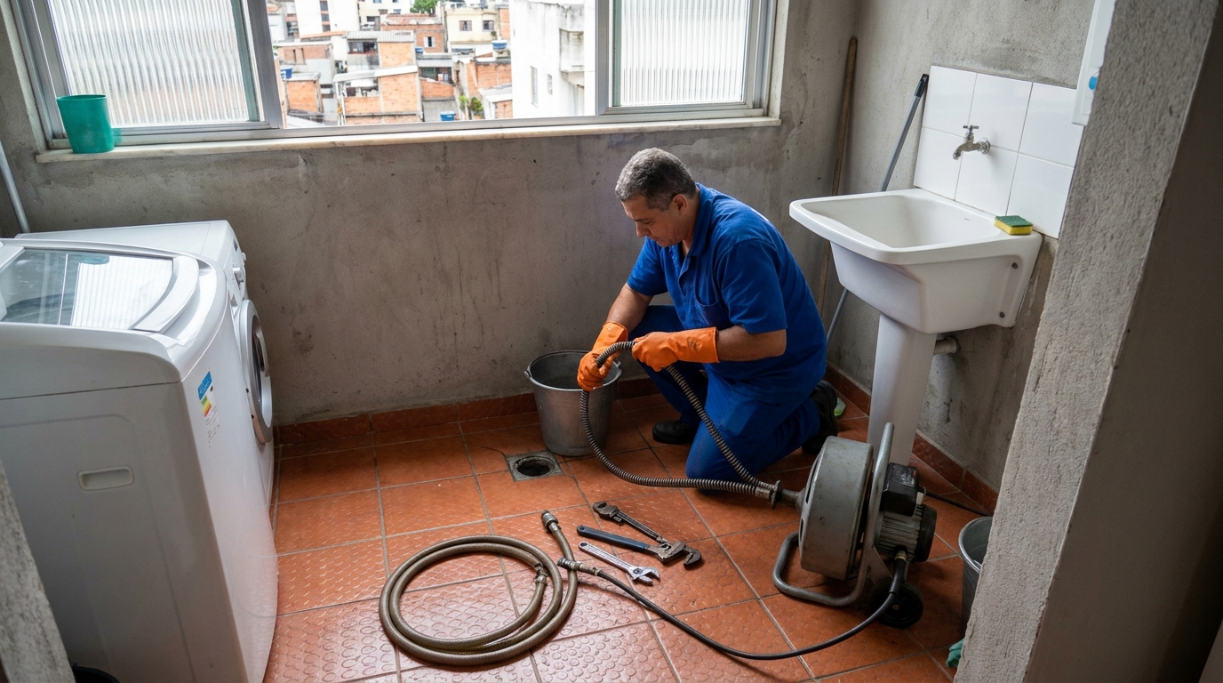 Desentupimento de ralo com equipamento em Sorocaba‑SP