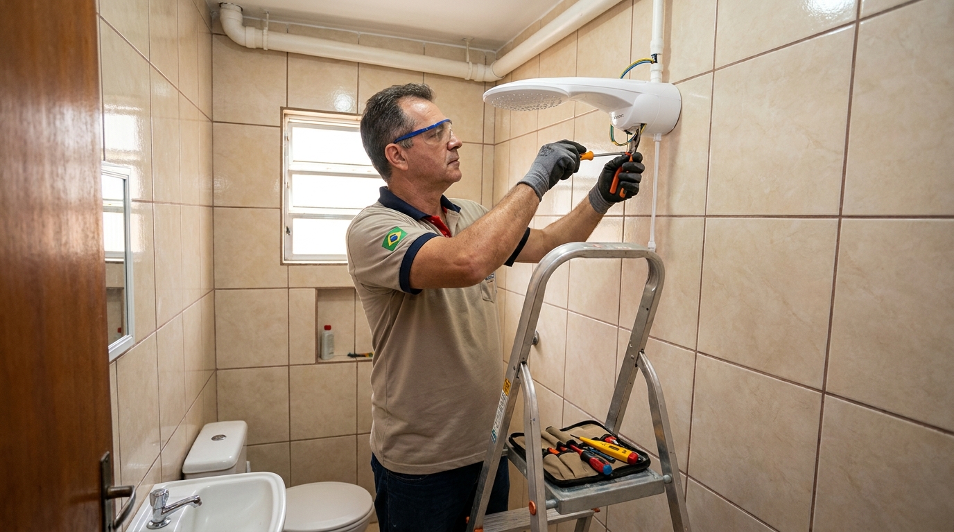 Instalação de chuveiro no banheiro em Sorocaba‑SP